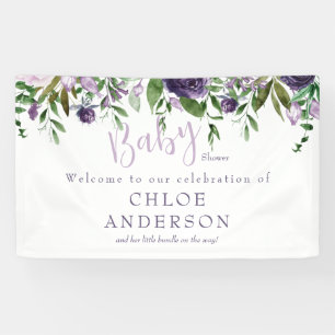 Lavender & Pink Floral Baby Dusche Willkommen Banner