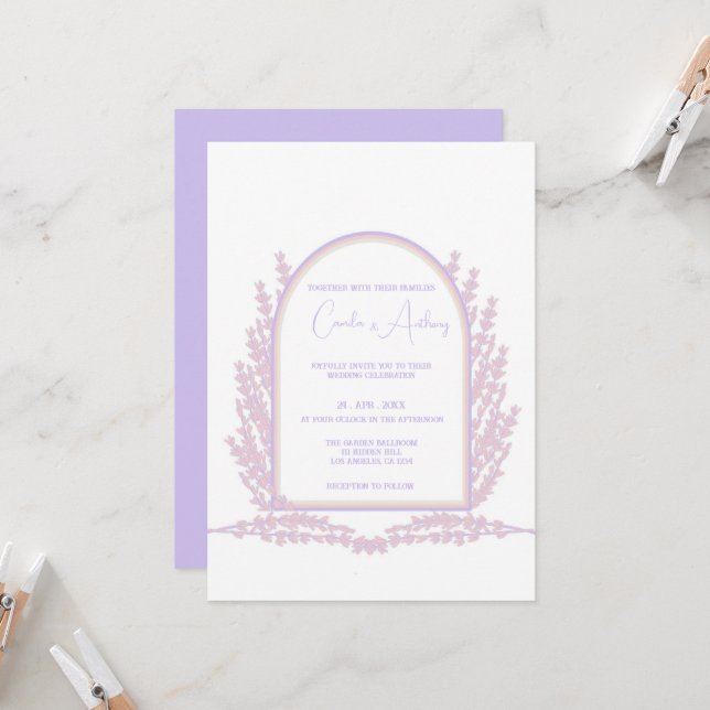 Lavender Pink Floral Boho Wedding Einladung (Vorderseite/Rückseite Beispiel)