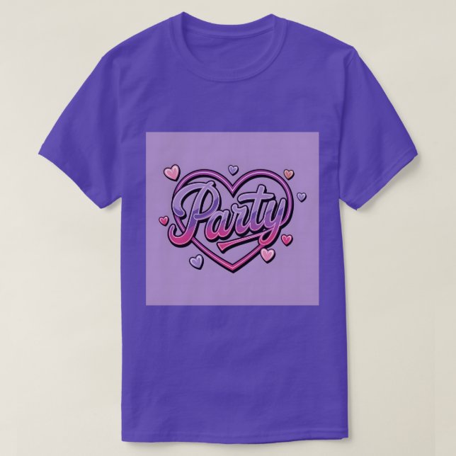 Lavender Pink Hearts Party T - Shirt (Design vorne)