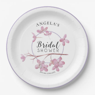 Lavender Pink Lilac Blossom Brautparty Pappteller