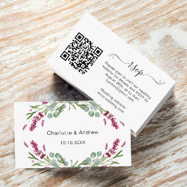 Lavender pink wedding response website QR RSVP Begleitkarte