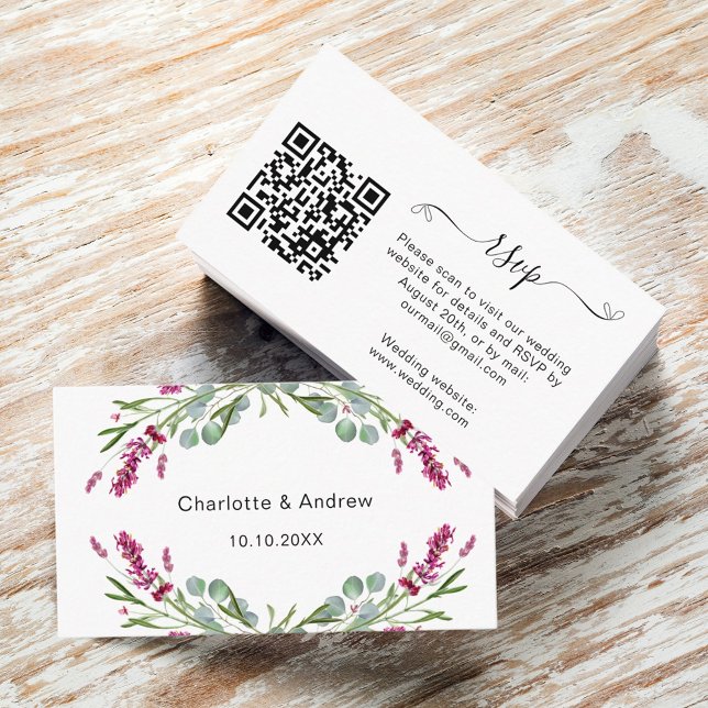 Lavender pink wedding response website QR RSVP Begleitkarte (Von Creator hochgeladen)