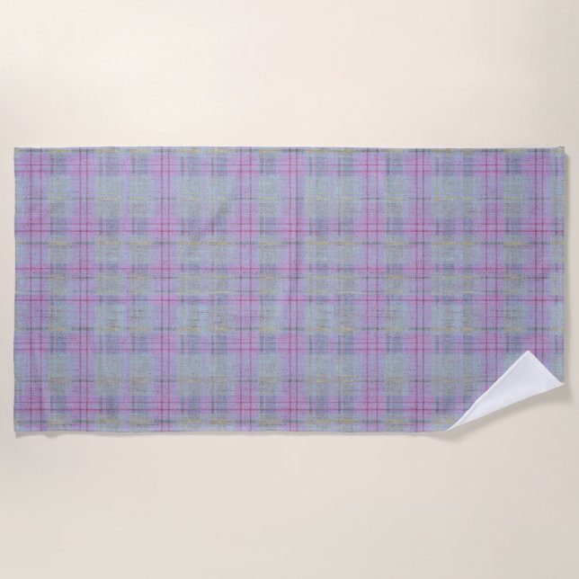 Lavender Plaid Harmony  Strandtuch (Vorderseite)
