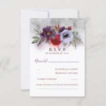 Lavender Plum und Burgund Floral Wedding RSVP