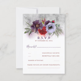 Lavender Plum und Burgund Floral Wedding RSVP Karte