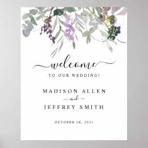 Lavender Plum Wildblume Wedding Willkommenszeichen Poster