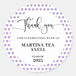 Lavender Polka Dots Abschluss Runder Aufkleber