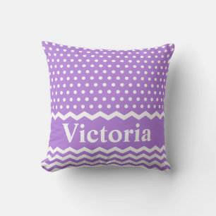 Lavender Polka Dots and Chevrons Kissen