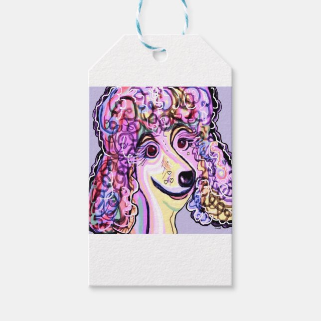 Lavender Poodle Geschenkanhänger (Vorderseite)