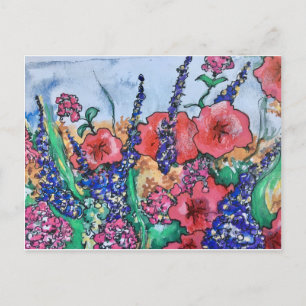Lavender Poppies Watercolor Garden Postkarte