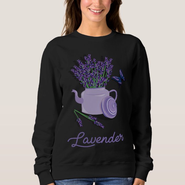 Lavender Pot Vase Butterfly  Beautiful Flower Sweatshirt (Vorderseite)