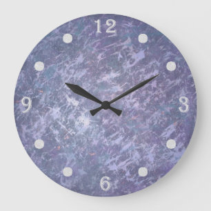 Lavender Purple Abstract   Metallic Brushstroke Große Wanduhr
