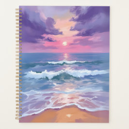 Lavender Purple Beach Sunset Watercolor Planer