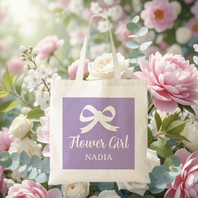 Lavender purple flower girl tote bag for wedding tragetasche (flower girl tote bag)
