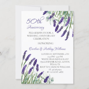 Lavender Purple Flowers 50. Hochzeitstag Einladung