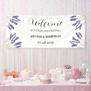 Lavender Purple Flowers Rustic Elegante Wedding Banner