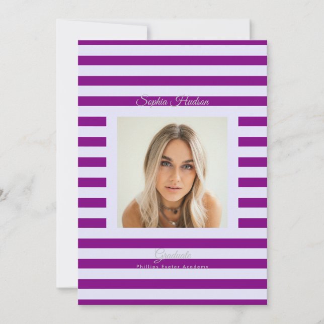 Lavender Purple Prep High School Photo Grad Cards Ankündigung (Vorderseite)