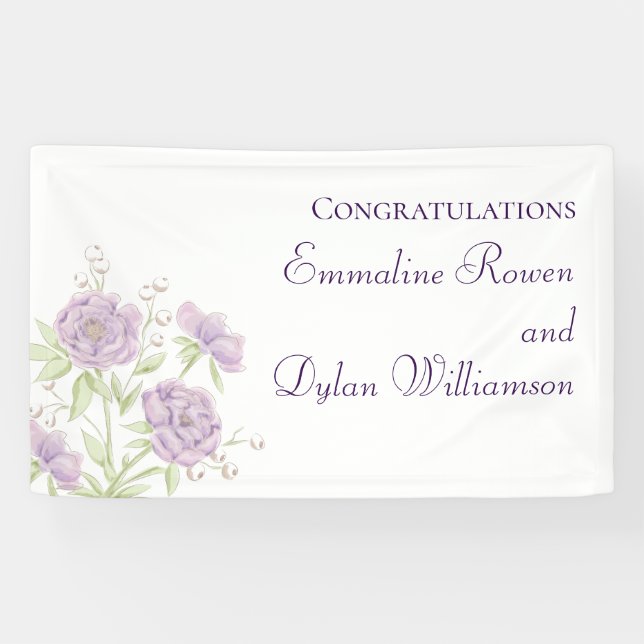 Lavender Purple Rose Wedding Banner (Horizontal)