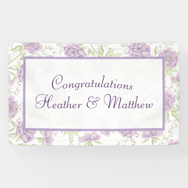 Lavender Purple Rose Wedding Banner (Horizontal)