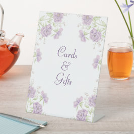 Lavender Purple Rose Wedding Cards Gift Sign Sockelschild