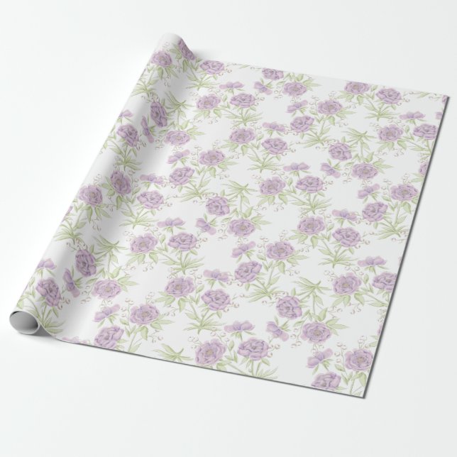Lavender Purple Rose Wedding Geschenkpapier (Ungerollt)