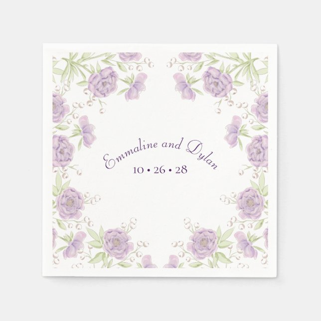 Lavender Purple Rose Wedding Serviette (Vorderseite)