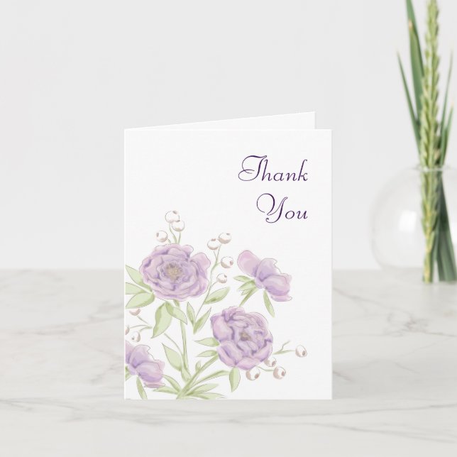 Lavender Purple Rose Wedding Thank You Cards Einladung (Vorderseite)