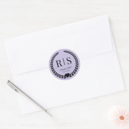 Lavender Purple Wedding Monogram Initials Runder Aufkleber