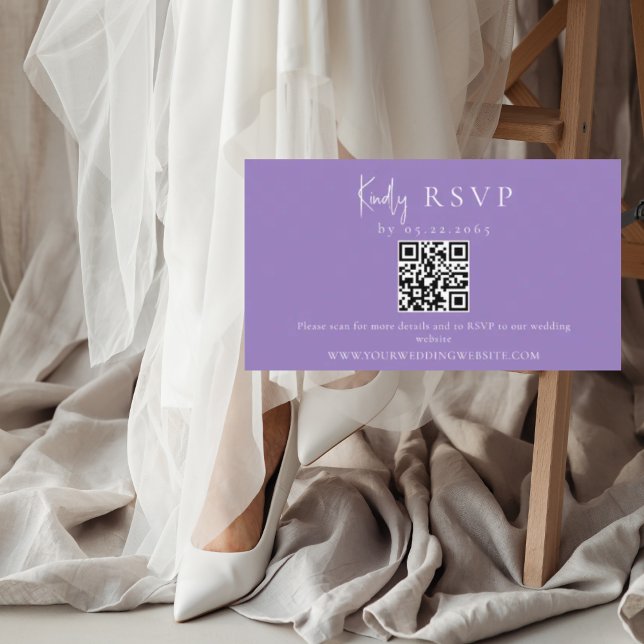 Lavender QR Code Wedding RSVP Begleitkarte (Von Creator hochgeladen)