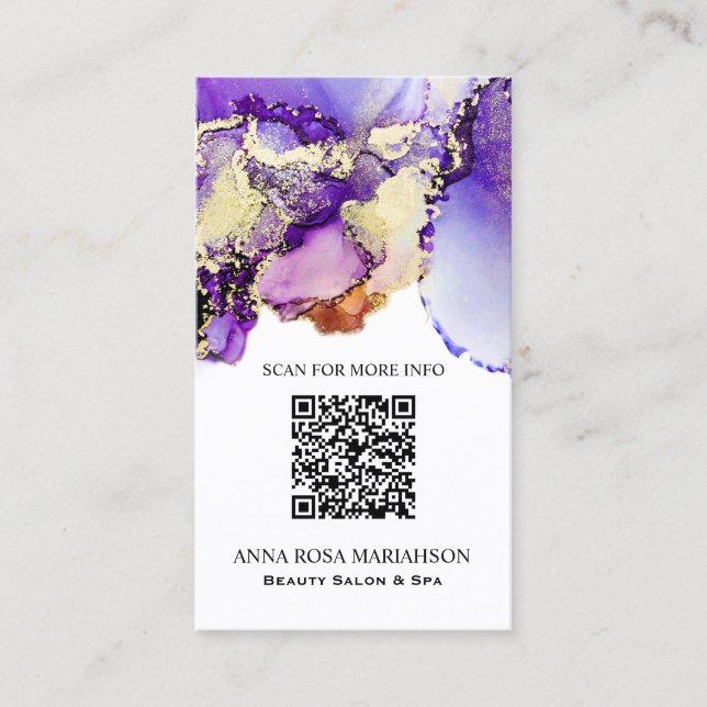 *~* LAVENDER QR CODE Yummy Gold Bold AP29 Visitenkarte (Vorderseite)