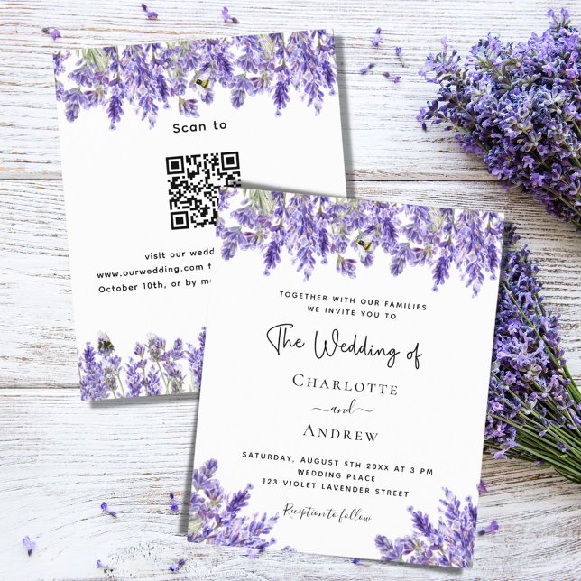 Lavender QR UAWG Details Budget Hochzeitseinladung (Von Creator hochgeladen)