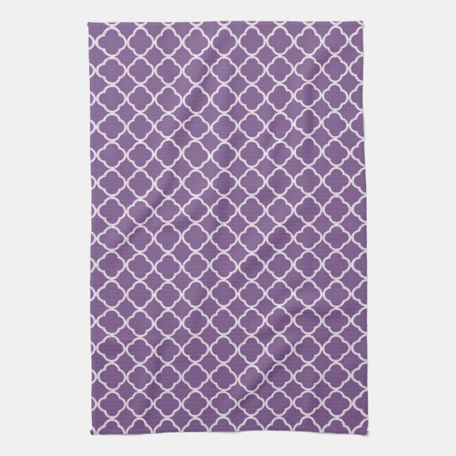 Lavender Quarterfolie Monogram Küchentuch Handtuch (Vertikal)