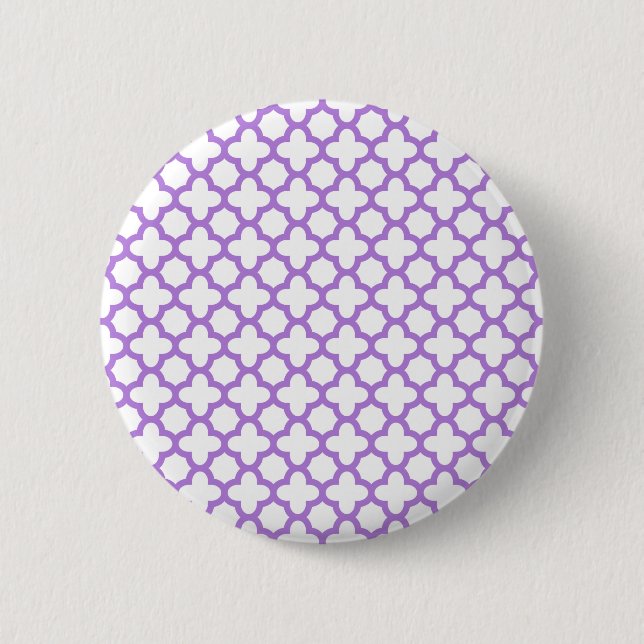 Lavender Quatrefoil Muster Button (Vorderseite)