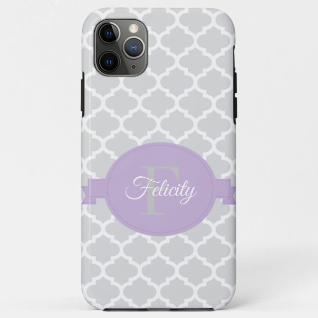 Lavender Quatrefoil Personalisiert Case-Mate iPhone Hülle (Rückseite)