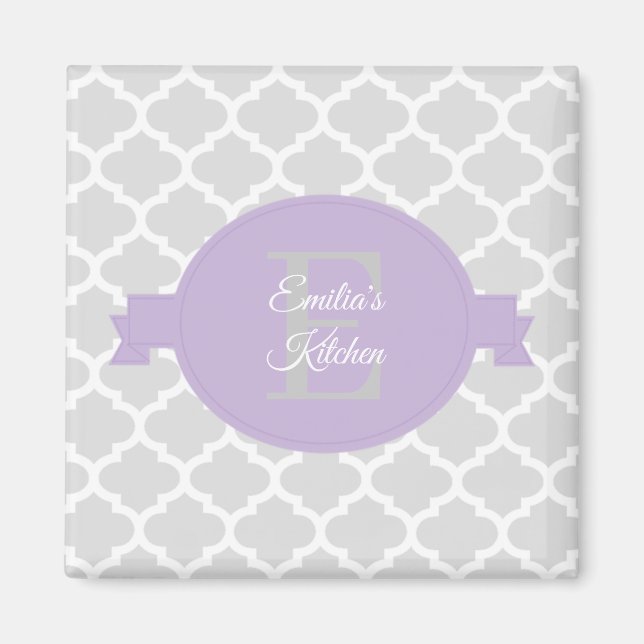 Lavender Quatrefoil Personalisiert Magnet (Vorne)