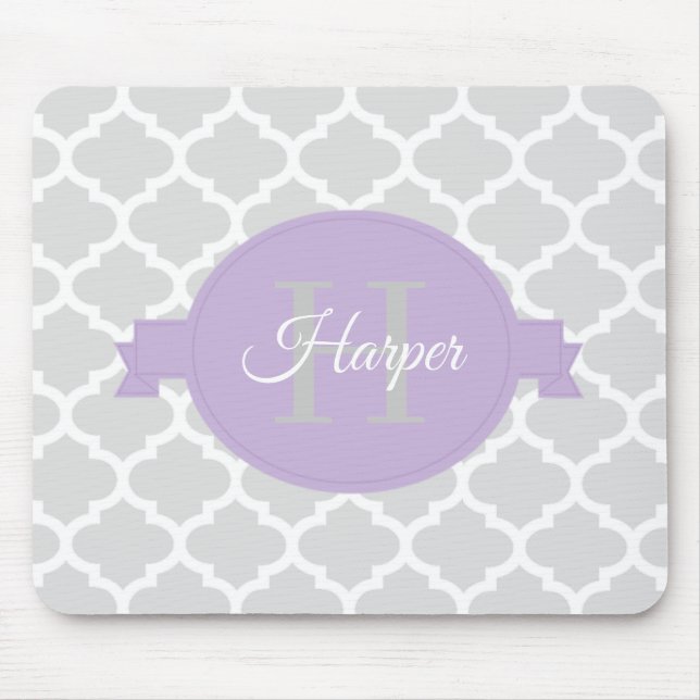 Lavender Quatrefoil Personalisiert Mouse Pad Mousepad (Vorne)