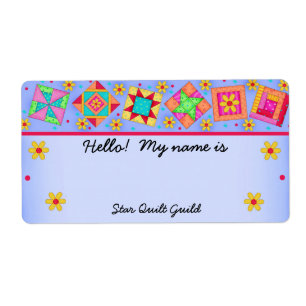 Lavender Quilt Blocks Name Tag