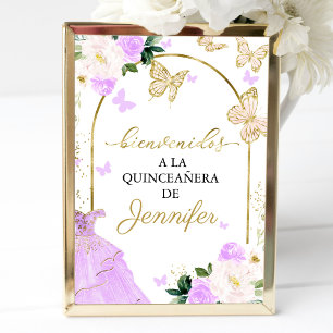 Lavender Quinceanera Begrüßung Spanische Unterschr Poster