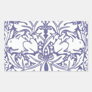 Lavender Rabbit Botanische Kunst und Handwerkskuns Rechteckiger Aufkleber