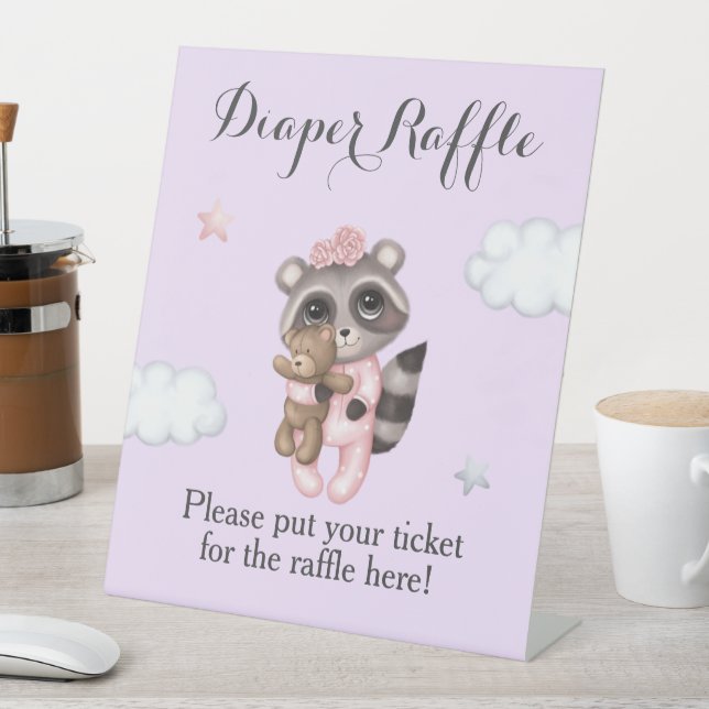 Lavender Raccoon Babydusche Windelwanne Sockelschild (In Situ)