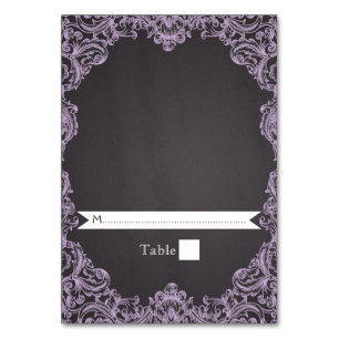 Lavender-Rahmen und Schiefertafel-Hochzeits-Empfeh Tischnummer