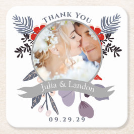 Lavender Red Blue Wildblume Bloom Wreath Wedding Rechteckiger Pappuntersetzer