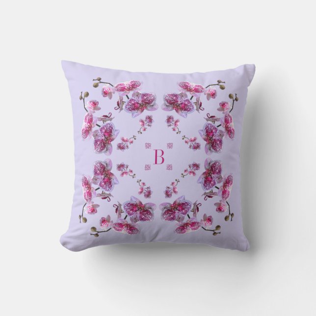 Lavender Red Violet Orchids Square Pillow Kissen (Vorderseite)