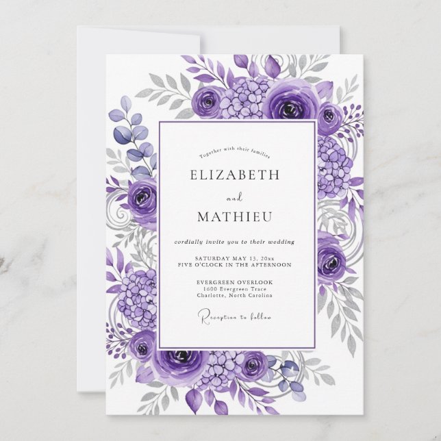 Lavender Refined Spring Wedding Einladung (Vorderseite)