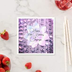 Lavender Rhinestones Personalisiert Geburtstag Serviette