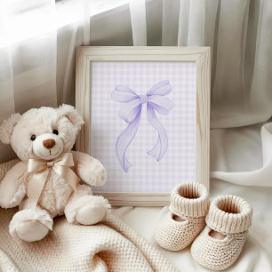 Lavender Ribbon auf Pastel Lila Gingham Poster
