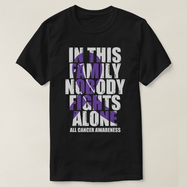 Lavender Ribbon Familie Alle Krebsbewusstsein T-Shirt (Design vorne)