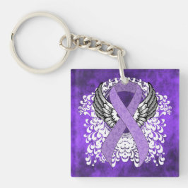 Lavender Ribbon mit Flügeln Schlüsselanhänger