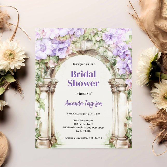 Lavender rosa Blumenbogen Bridal Dusche Einladung (Von Creator hochgeladen)