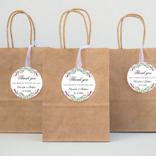 Lavender rosa grüne Hochzeit danke Runder Aufkleber